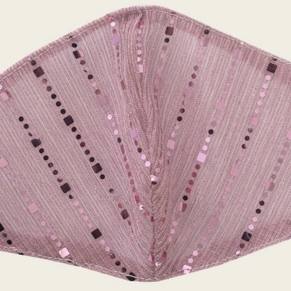 Blush Pink Sequin Designer Face Mask Adjustable - Picture 3 of 3